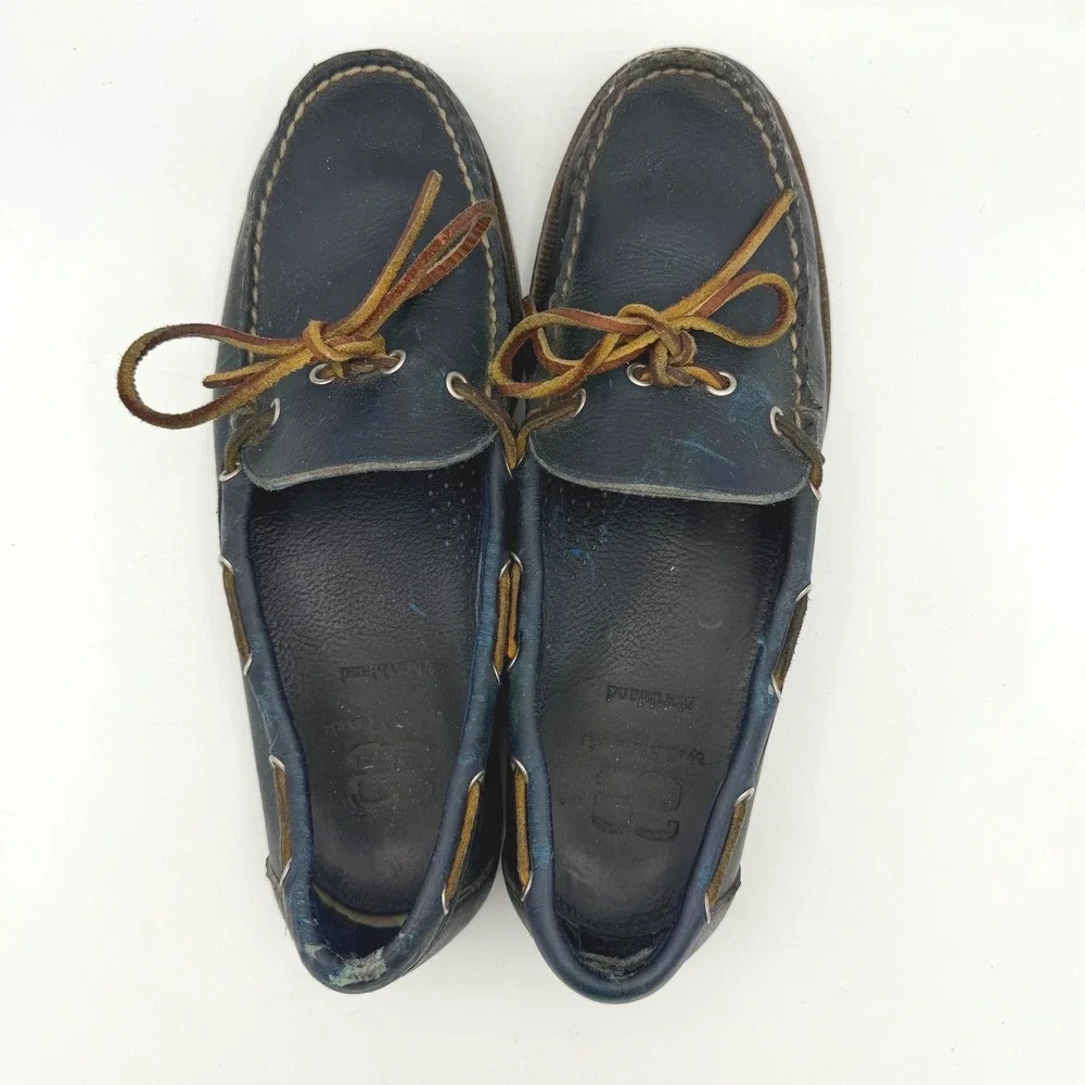 Northland Mens 9.5 Shoes Navy Blue Loafers Leather Boat Casual Slip On Top Sider
